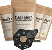 Cupplement - 4 Zakken Zwarte Maca - Inclusief Pillendoos - 100 Capsules - Biologisch - 500 MG Per Capsule - Black Maca - Geen Poeder - Testosteron - Tabletten - Superfood