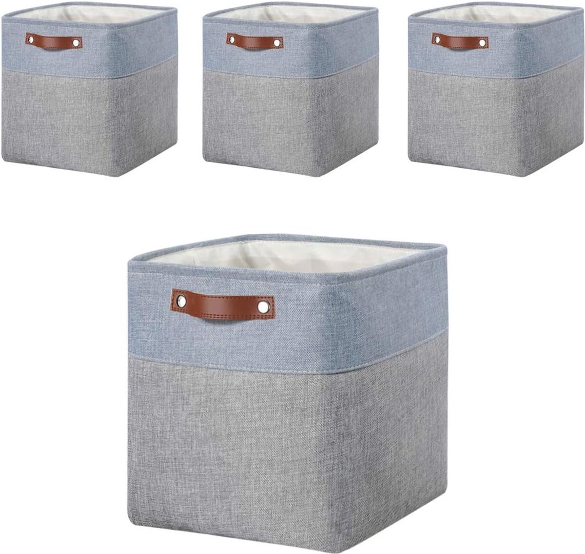 Mangata 3 stuks canvas opbergdozen - opvouwbare stoffen opbergmanden voor het organiseren van kleding, kinderdagverblijven, thuis (grijs/roze