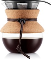 Koffiezetapparaat met permanente filter, 0,5 l, kurk, meerlaags, meerkleurig, transparant, 14 x 12,1 x 14,5 cm
