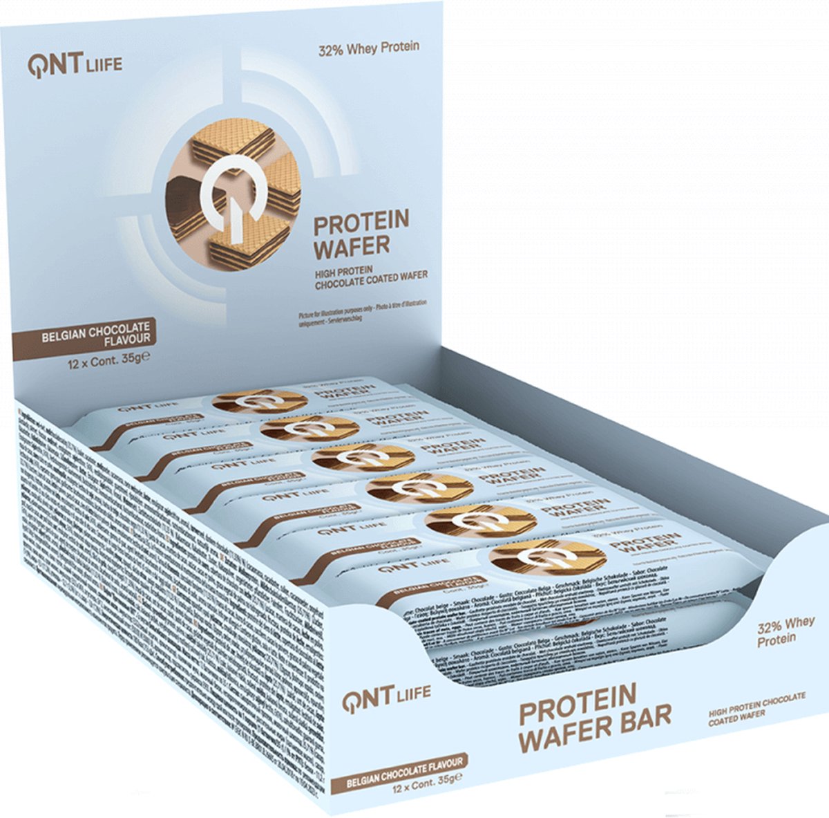 Goedkoopste Protein Wafer QNT - 12 wafers - Belgian Chocolate