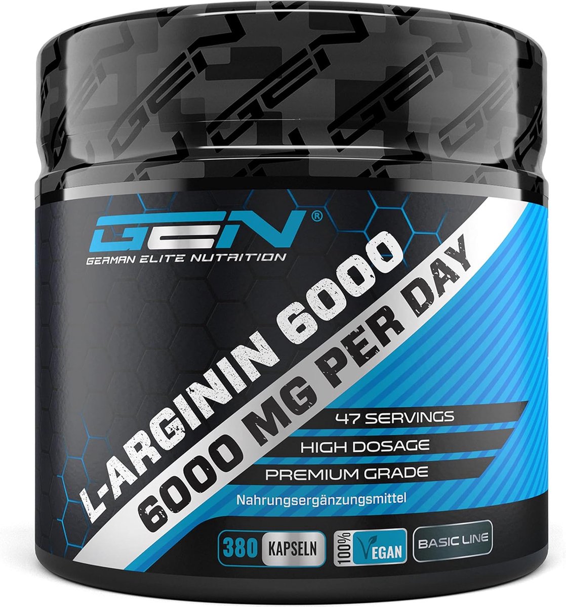 Goedkoopste L-Arginine - 380 veganistische capsules - 6000 mg plantaardige L-Arginine HCL per dagelijkse portie (= 4980 mg zuivere L-Arginine) - Aminozuur - Hoog gedoseerd