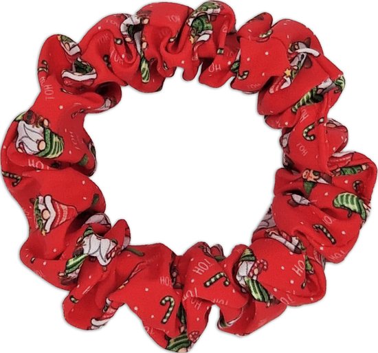 Kerst Scrunchie Voor Baasjes - Kleurrijke Haarelastiek - Rood - Kerstmis - Kerstkabouters - Gnomey Glamour - Paw My God!