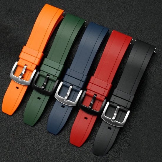 Bracelet Caoutchouc 22mm Rouge Pour Montre - Style Militaire/plongée - Compatible Seiko, Citizen
