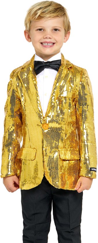 Suitmeister Sequins Gold - Gouden Blazer - Carnavalskleding - Glimmend Jasje - Jongens Blazer - Goud - Maat: XL - EU 158/164 - 170/176 - 14-16 jaar