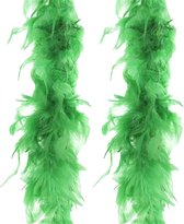 Atosa Carnaval verkleed boa met veren - 2x - neon groen - 180 cm - 45 gram - Glitter and Glamour - verkleed accessoires