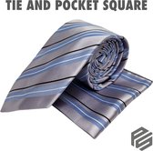 Mens Tie and Pocket Square set High Quality Sky Blue with gray shine