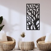 WandStaal - Sierboom - Silhouette - Metaalkunst - Zwart - 1200x606x2 Natuur - Wanddecoratie - Muurdecoratie - Inclusief bevestigingsmateriaal