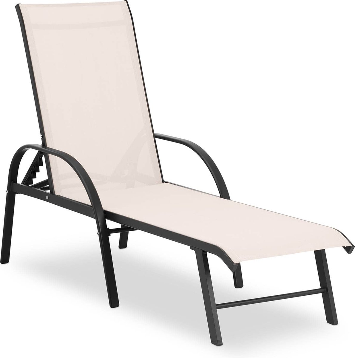 Uniprodo ligstoel - beige - aluminium frame - verstelbare rugleuning