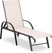 Chaise longue Uniprodo - beige - structure en aluminium - dossier réglable