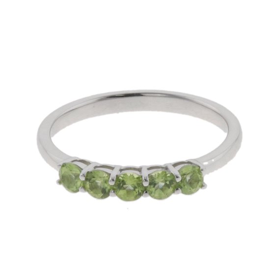 Behave Ring - zilver - groen - met peridoot steentjes - 925 zilver - maat 56 - 17.75mm