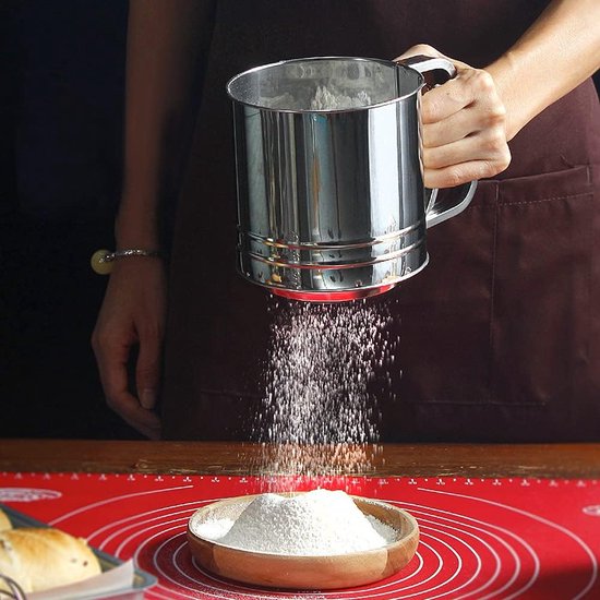 Tamis à Farine En Inox 3 Tasses - Tamis Fin Double Couche Avec Poignée Ergonomique - Pour Pâtisserie Précise