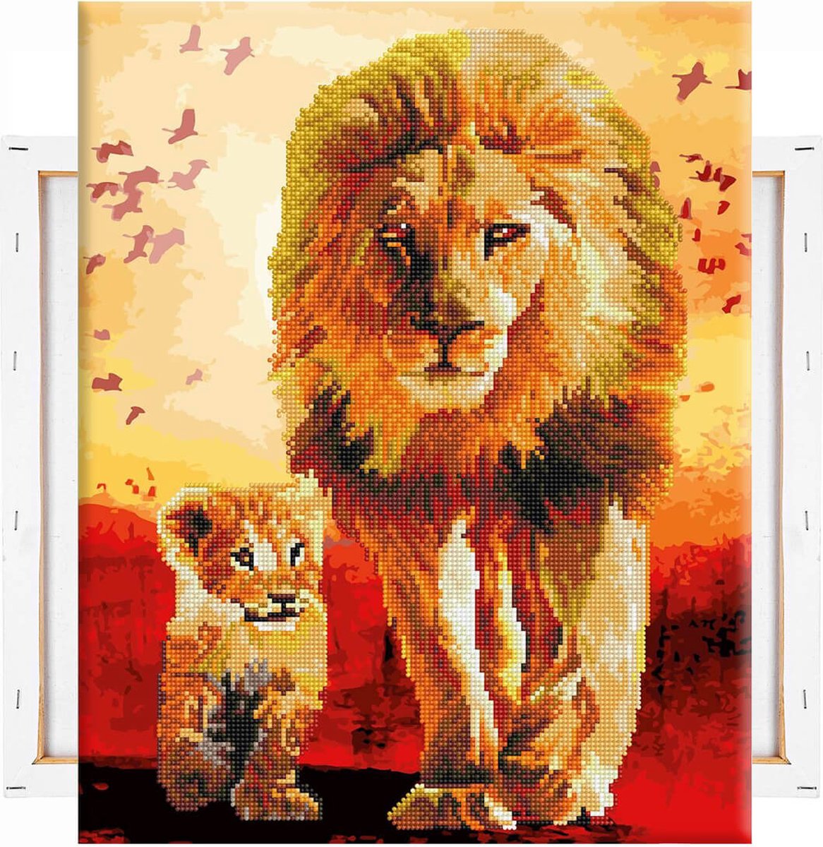 Schilderen Op Nummer Volwassenen DIY Hybrid Paint By Number Diamond Painting - Compleet Hobby Pakket op Frame met Vernis - ®Arty Bee - The Lion King - 40x50cm — afbeelding 7
