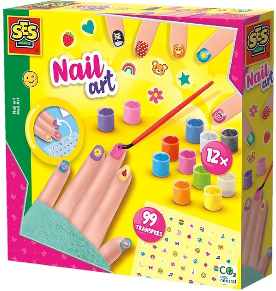 SES – Nail art – nagels lakken – 12 kleuren nagellak – 99 nagelstickers – inclusief penseel en sponsje