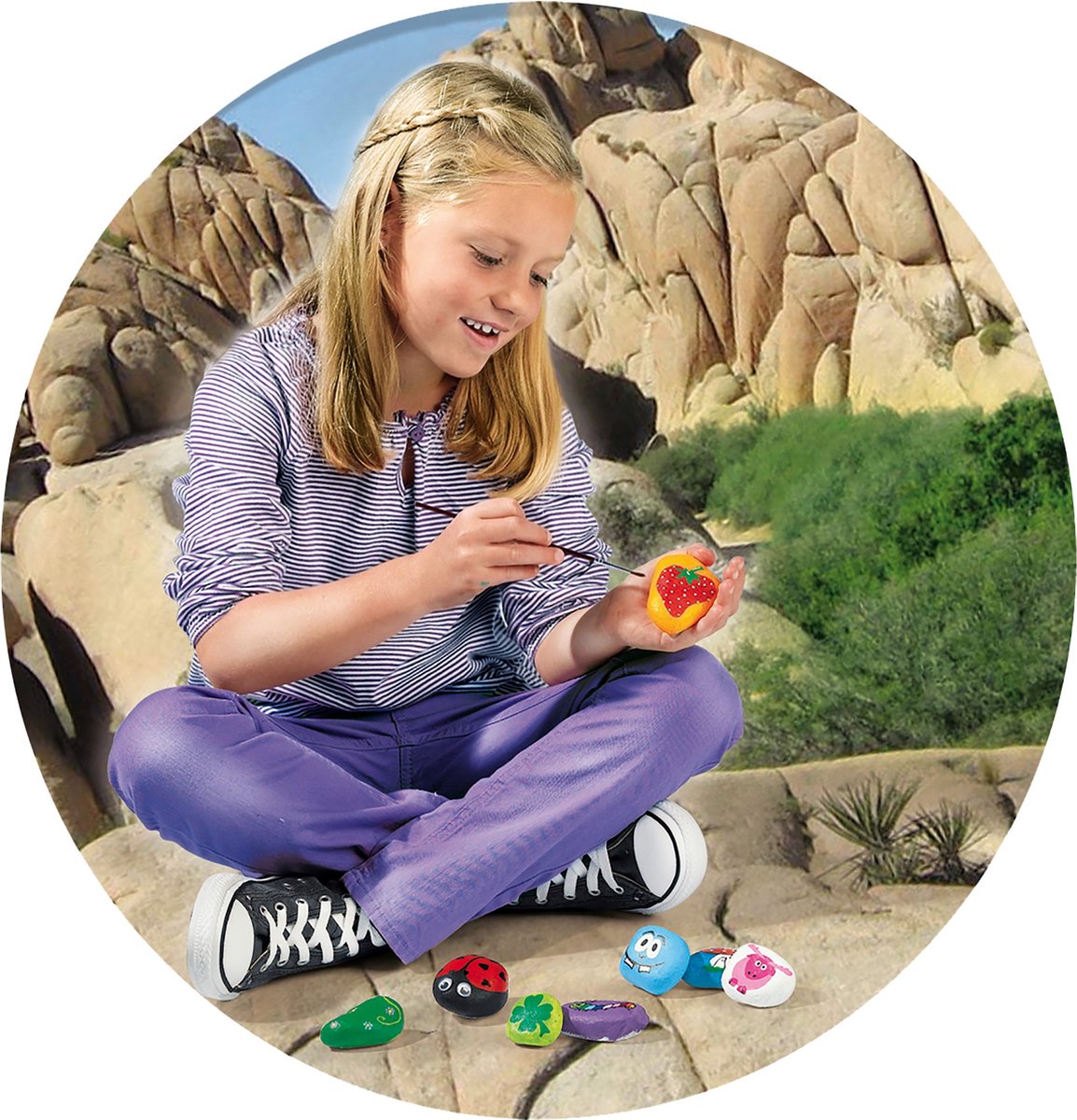 SES Creative – Stenen schilderen – creatieve knutselset vanaf 5 jaar – inclusief stenen, verf, penseel en wiebeloogjes — cadeau in Spellen & Speelgoed - foto 4