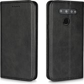 DrPhone Flipcover - Bookcase - Geschikt voor LG V40 - Luxe booktype PU Lederen Portemonnee Case - Wallet Case met Kickstand - Zwart