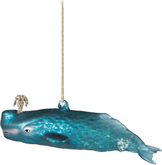 Blauwe walvis kerstbal - Sass & belle