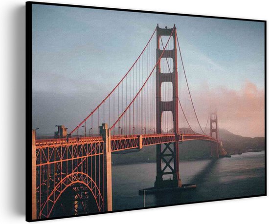 Akoestisch Schilderij Golden Gate Bridge San Francisco Rechthoek Horizontaal Basic XL (120 x 86 CM) - Akoestisch paneel - Akoestische Panelen - Akoestische wanddecoratie - Akoestisch wandpaneel