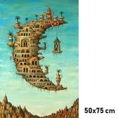 Canvas Schilderij Salvador Dali Living on the Moon - Kunst aan je Muur - Modern Abstract - veelkleurig - 50 x75 cm