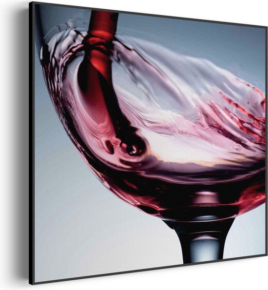 Akoestisch Schilderij Glas Rode wijn 01 Vierkant Pro XXL (140 X 140 CM) - Akoestisch paneel - Akoestische Panelen - Akoestische wanddecoratie - Akoestisch wandpaneel