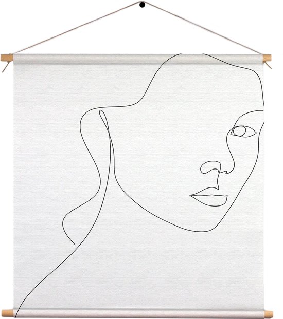 Textielposter Half Golvend Door Het Leven Vierkant XL (60 X 60 CM) - Wandkleed - Wanddoek - Wanddecoratie