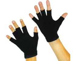 3BMT® Handschoenen zonder Vingers - Vingerloze Handschoenen Dames - One Size - Polswarmers - Zonder Vingertoppen - Zwart