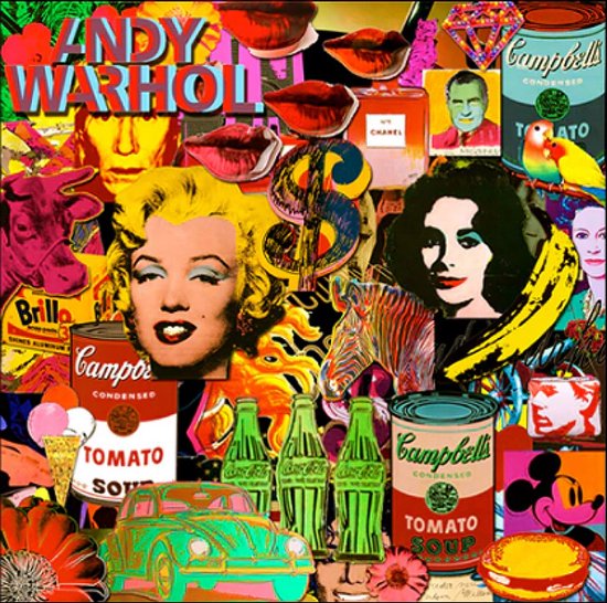 Peinture sur toile * Andy Warhol Compilation * - Art mural - PopArt abstrait moderne - Couleur - 60 x 60 cm