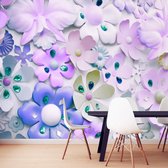 Fotobehangkoning - Behang - Vliesbehang - Fotobehang Kinder Bloemen - Purple Sweetness - 100 x 70 cm