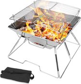 Opvouwbare kampvuurgrill Campingvuurplaats met draagtas 304 roestvrij staal Zware draagbare (M (31 x 31 x 21 cm))