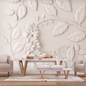 Fotobehangkoning - Behang - Vliesbehang - Fotobehang - Paper Flowers (Cream) - Bloemen - 100 x 70 cm