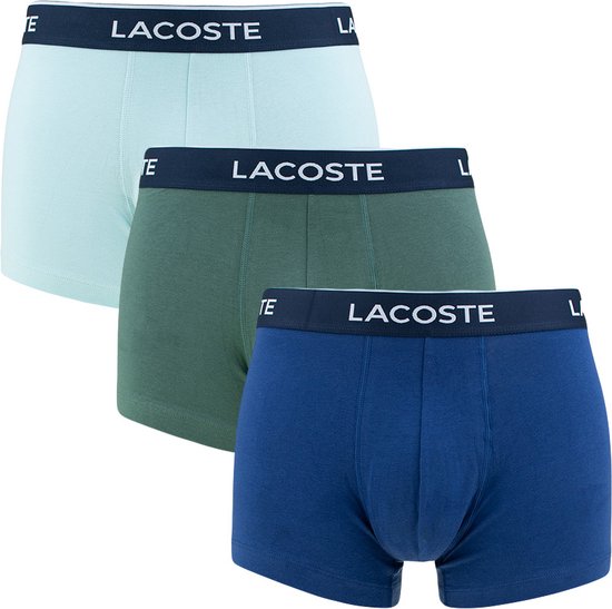 Lacoste Classic Boxershorts Heren Groen Blauw Trunks 3-Pack - Maat XL