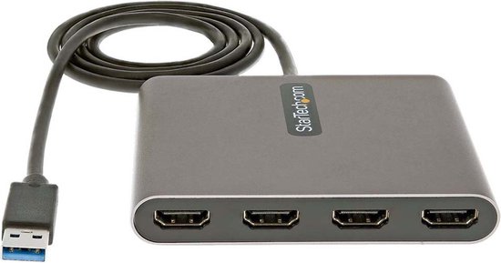 StarTech.fr Adaptateur USB 3.0 vers 4x HDMI - Carte Vidéo & Graphique  Externe - Convertisseur USB Type-A vers Quadruple Écran HDMI - 1080p 60Hz -  Dongle Multi Écran USB A vers HDMI 