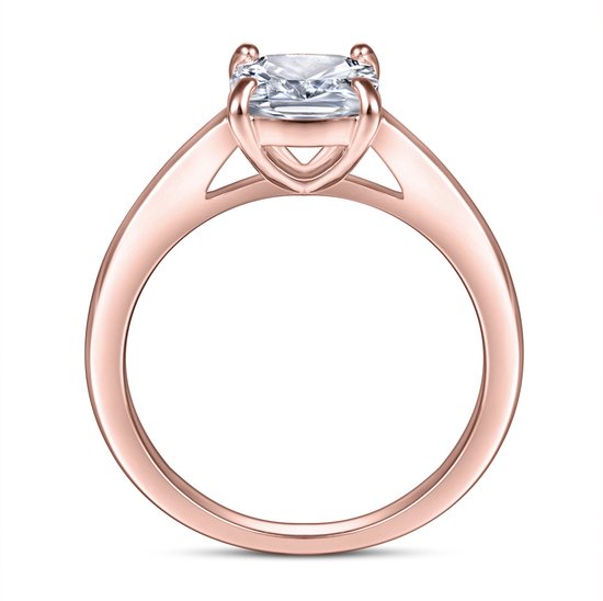 Elara - 18k Roségouden Cushion Solitair Moissanite Ring - 2.4 karaat