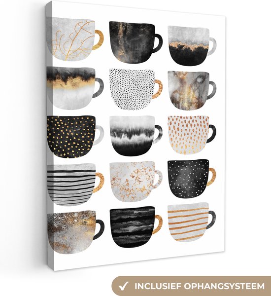 Peinture sur toile 120x160 cm - Décoration murale Tasses à café - Abstrait - Motifs - Décoration murale murale salon - Décoration chambre - Accessoires de chambre - Peintures
