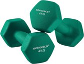 Neopreen dumbellset - Kleine dumbells - Dumbells - Gewichten - gewichten set - 8 kg - Gietijzer - Vinylcoating - Groen - 20.5 x 9 x 9.5 cm