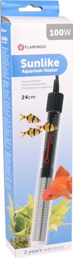 DoRight Aquariumverwarming, 100 W, dompelbare glazen verwarming, instelbare temperatuur, aquariumverwarming met zuignap, geïntegreerde thermometer, externe temperatuurregelaar voor aquarium, 50 l - 120 l