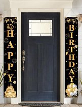 Deur banner | Happy Birthday | Verjaardag | Feestje | 2 Langwerpige | 180x30cm | Ophanghang materiaal