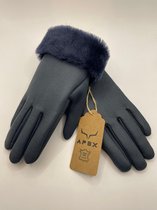 Apex Gloves - Dames en Heren Leren Handschoenen - Hoge kwaliteit %100 Schapenleer - Blauw - Winter - Extra warm - Maat L