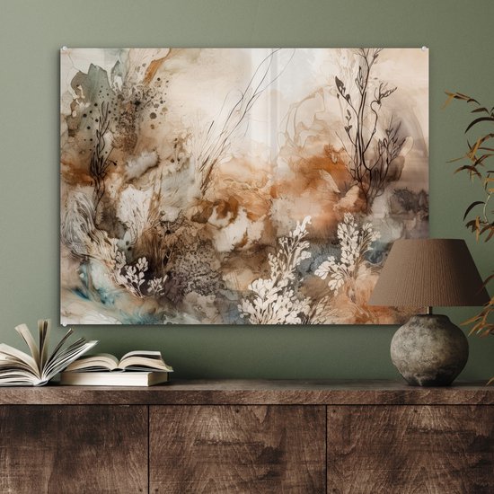 Peinture sur verre 80x60 cm - Décoration de Fleurs - Photo sur verre - Peinture de salon - Peintures de chambre - Plaque de verre de décoration de chambre - Peintures sur verre de Décoration murale - Décoration murale - Peinture sur verre abstraite