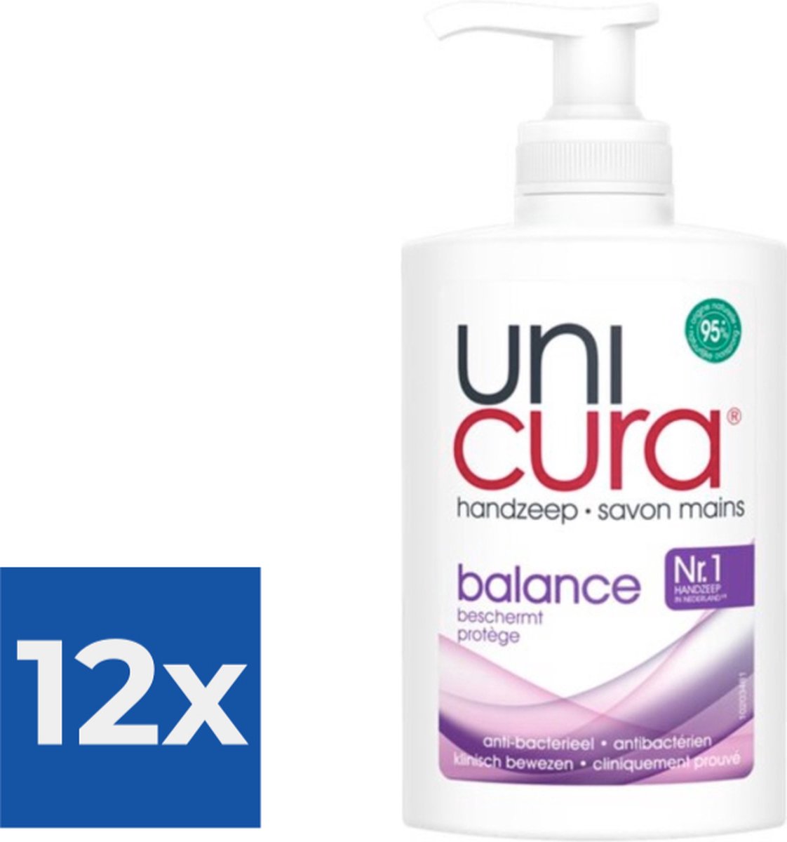 Goedkoopste Unicura Vloeibare Handzeep Anti Bacterieel Balans 250ml - Voordeelverpakking 12 stuks