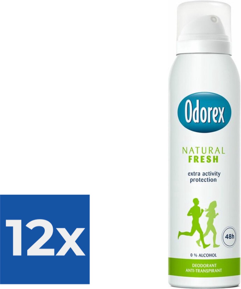 Goedkoopste Odorex Deospray - Natural Fresh 150 ml - Voordeelverpakking 12 stuks