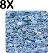 BWK Luxe Placemat - Grijze Stenen Achtergrond - Set van 8 Placemats - 50x50 cm - 2 mm dik Vinyl - Anti Slip - Afneembaar