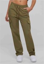 Urban Classics - High Waist Twill Cargobroek - XL - Olijfgroen