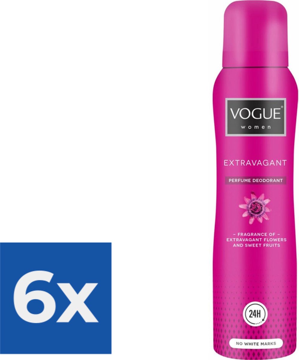 Goedkoopste Vogue Extravagant Parfum Deodorant 150 ml - Voordeelverpakking 6 stuks
