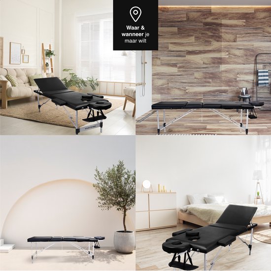 Vivid Green Massagetafel 3 zones - Inklapbaar - Max Draagvermogen 230 KG - 8 Hoogtestanden - Behandelbank - Behandeltafel - Bed - Incl. Opbergtas