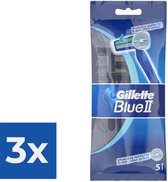 Gillette Blue II - 5 pièces - Lames de rasoir jetables - Pack économique 3 pièces