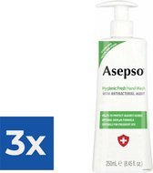Asepso - Hygienic Fresh - Antibacteriële Handzeep/Zeeppomp - 250ml - Voordeelverpakking 3 stuks