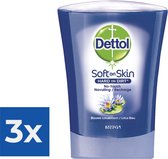 Recharge de savon pour les mains Dettol No-Touch - Fleur de lotus bleue - 250 ml - Pack économique 3 pièces