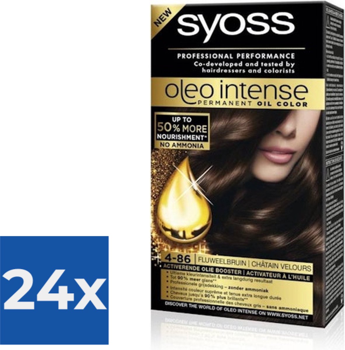 Syoss Oleo Intense - Haarverf - 4-86 - Fluweel Bruin - 115ml x 24