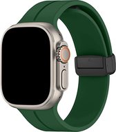 MNCdigi - Magnetische siliconen sport band - Groen - Geschikt voor iWatch 42mm - 44mm - 45mm - 49mm - Zachte siliconen smartwatchband met magneetsluiting - Voor Apple Watch series Ultra SE 9 8 7 6 5 4 3 2 1 grote modellen