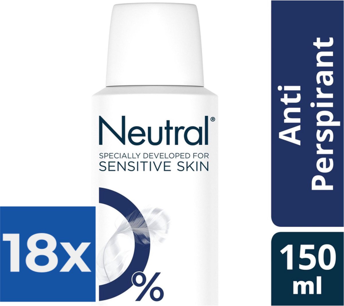 Goedkoopste Neutral Deospray - Anti-Perspirant 150 ml - Voordeelverpakking 18 stuks